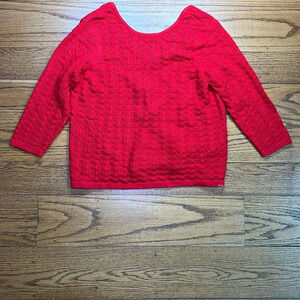 Boden Red Wool Cottage-Core Knitted High Neck Low Back Sweater b7
